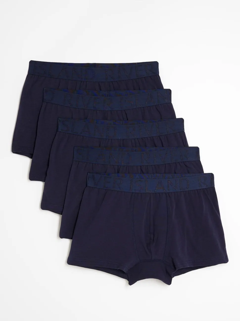 River Island Blue Jacquard Waistband Trunks 5 Pack
