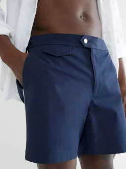 River Island Blue Piped Taped Swim Shorts