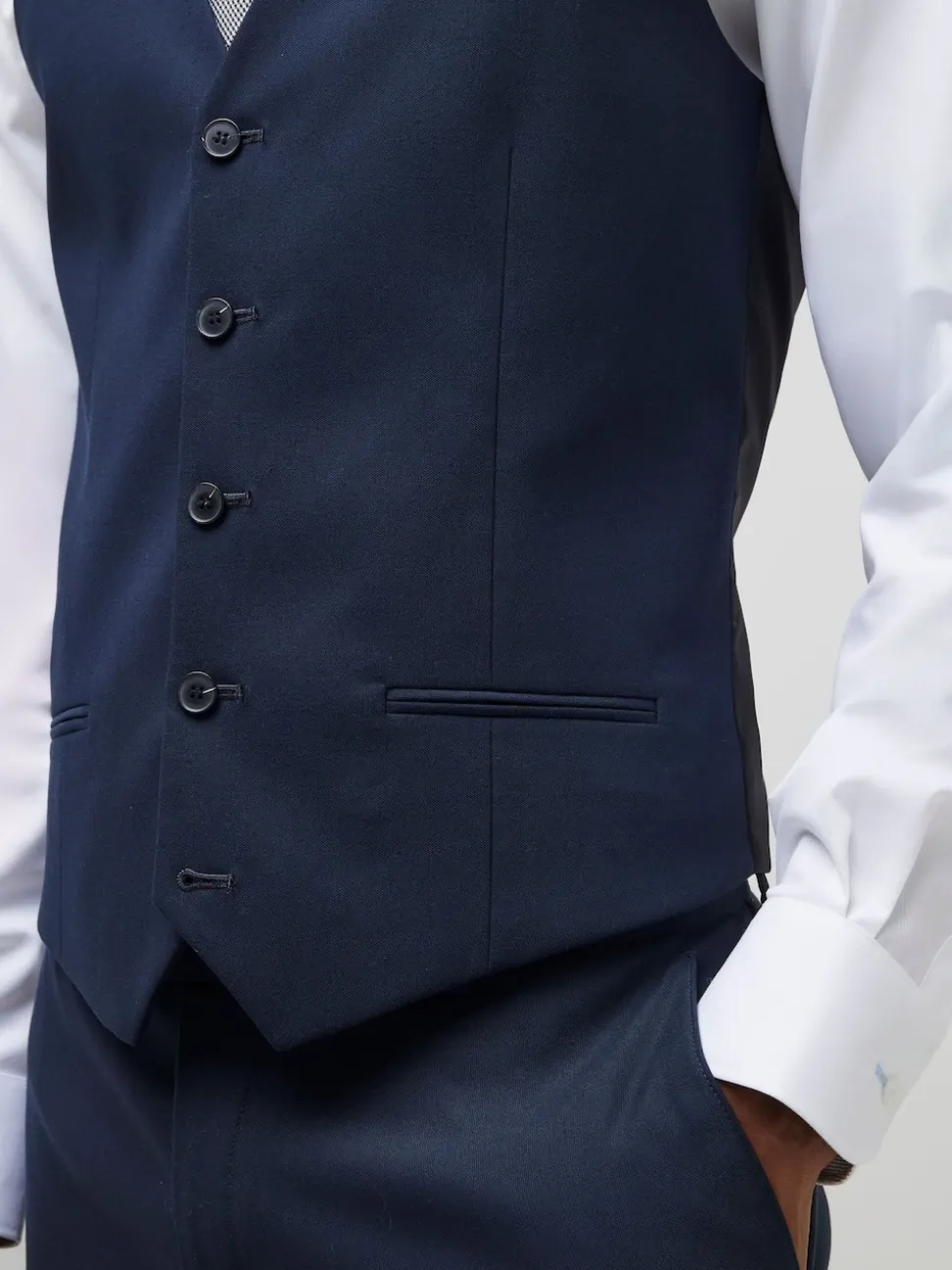 River Island Blue Plain Suit Waistcoat