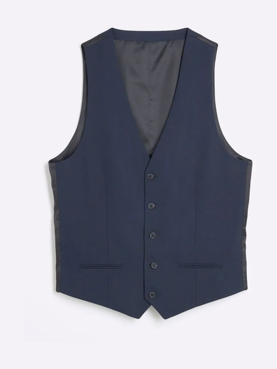 River Island Blue Plain Suit Waistcoat