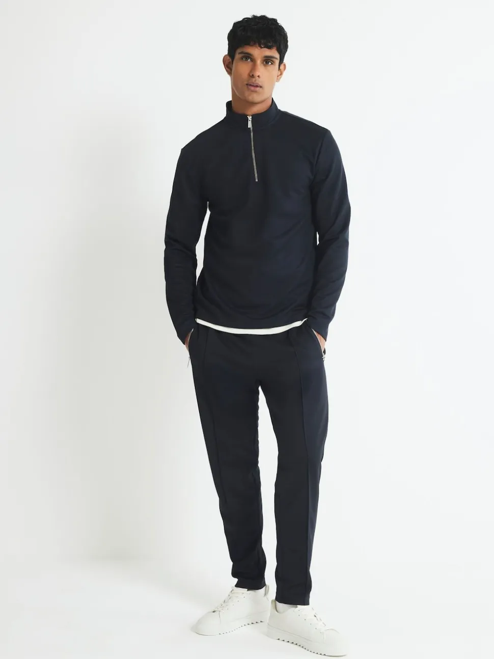 River Island Blue Slim Fit Pique Joggers