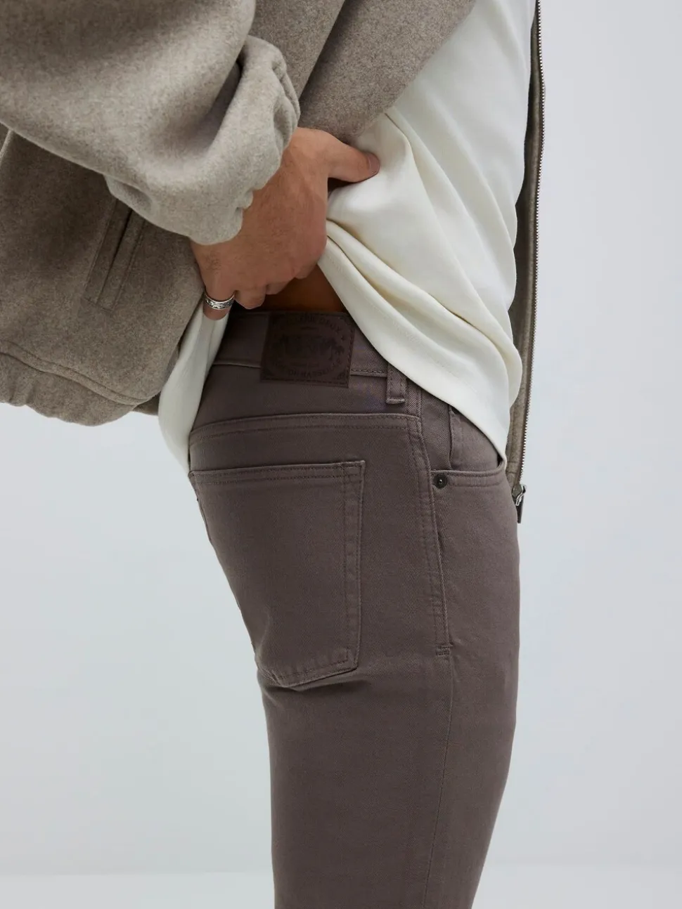 River Island Brown Slim Fit Stretch Washed Jeans