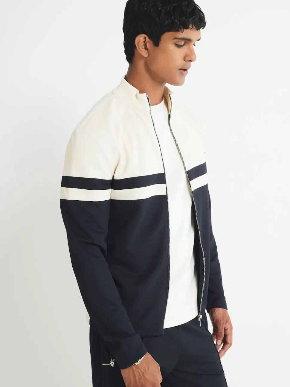 River Island Cream Slim Fit Blocked Shacket