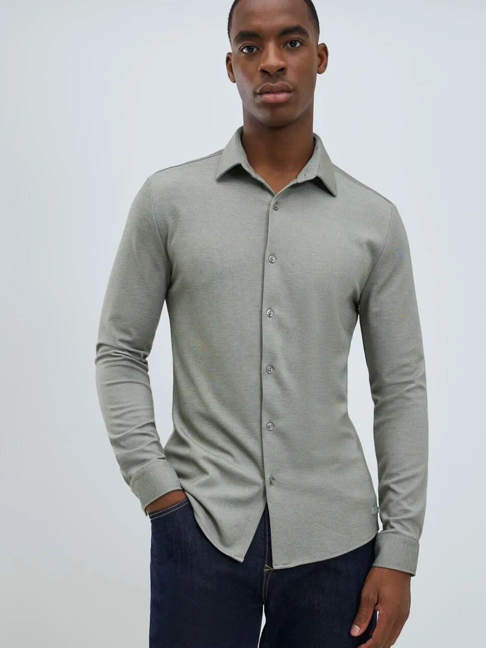 River Island Green Muscle Fit Pique Shirt