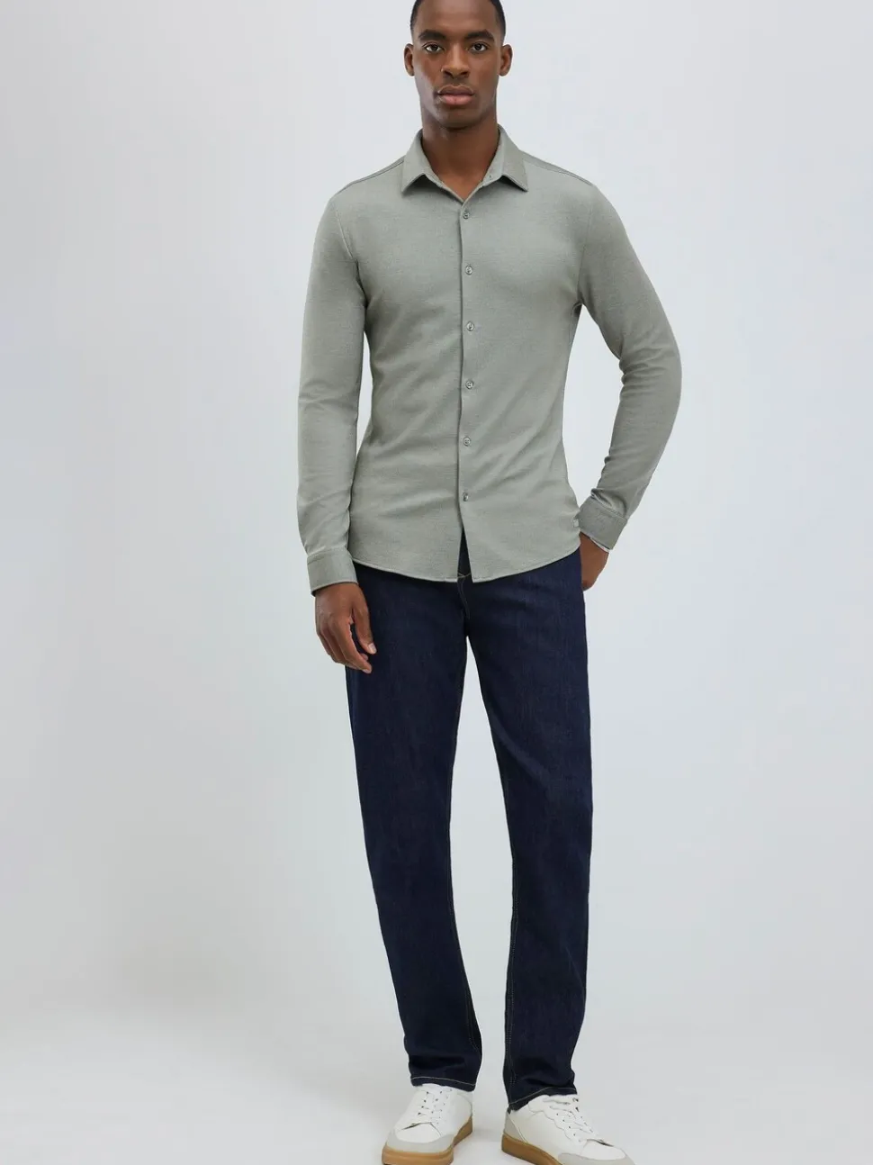 River Island Green Muscle Fit Pique Shirt