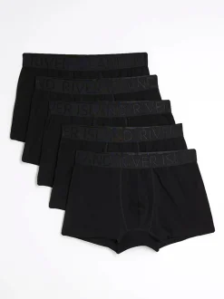 River Island Grey Jacquard Waist Band Trunks 5 Pack