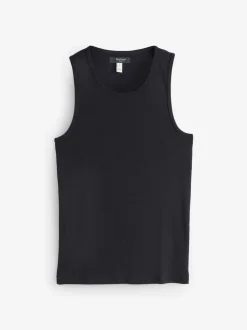 River Island Grey Muscle Rib Jersey Vests 3 Pack