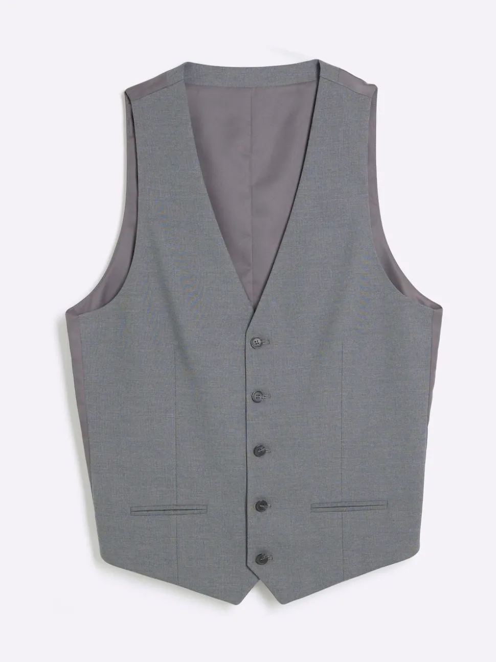 River Island Grey Plain Suit Waistcoat