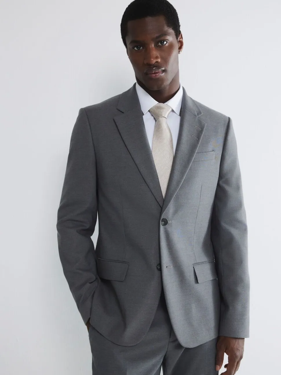 River Island Grey Plain Slim Suit Jacket