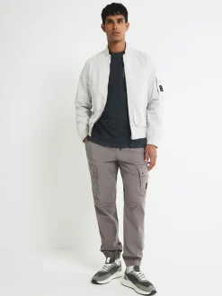 River Island Grey Regular Fit Stretch Cargo Trousers