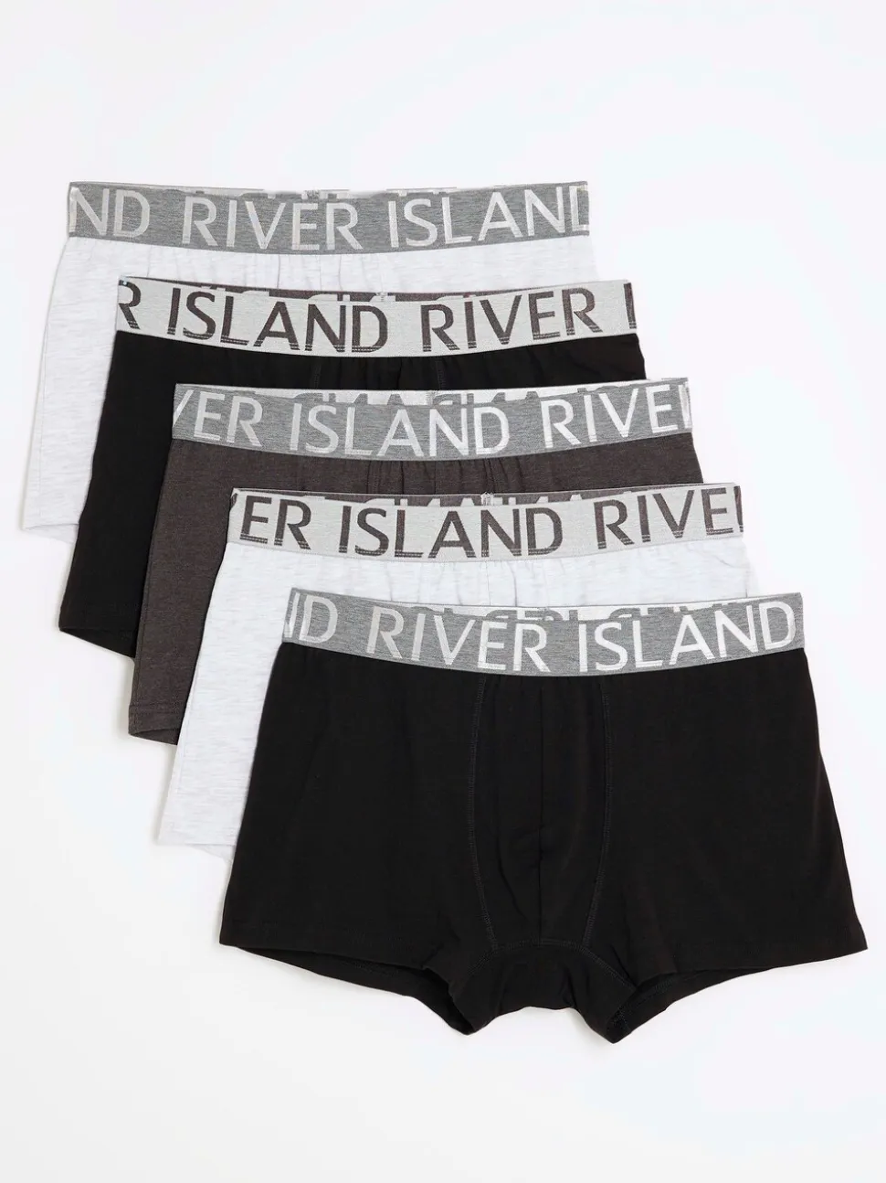 River Island Grey Waistband Trunks 5 Pack