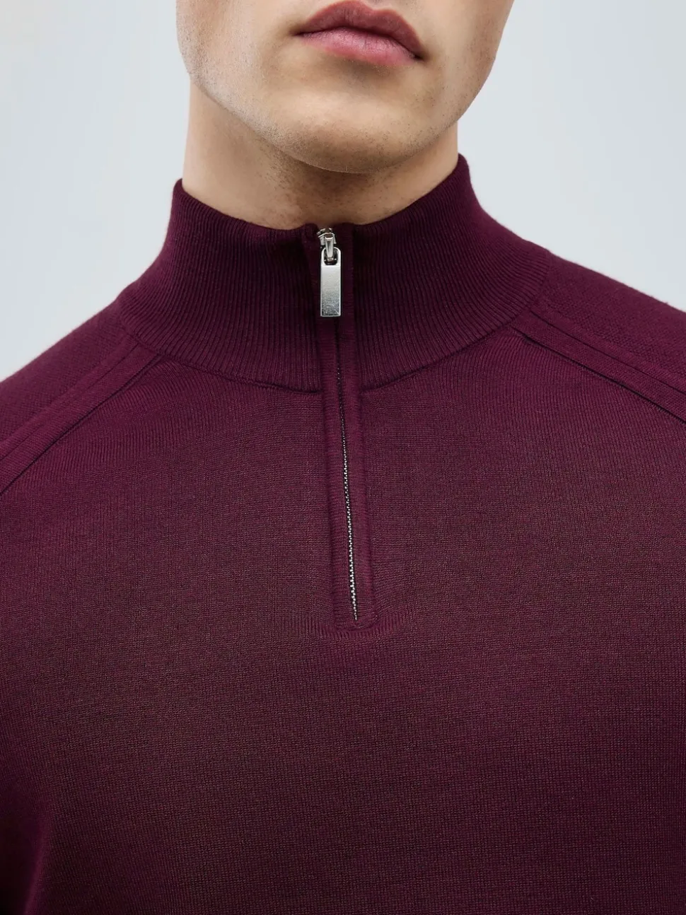 River Island Red Slim Fit Premium Viscose Quarter Zip Jumper