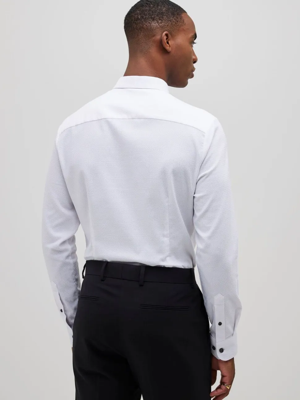 River Island White Long Sleeve Textured Muscle Fit Shirt