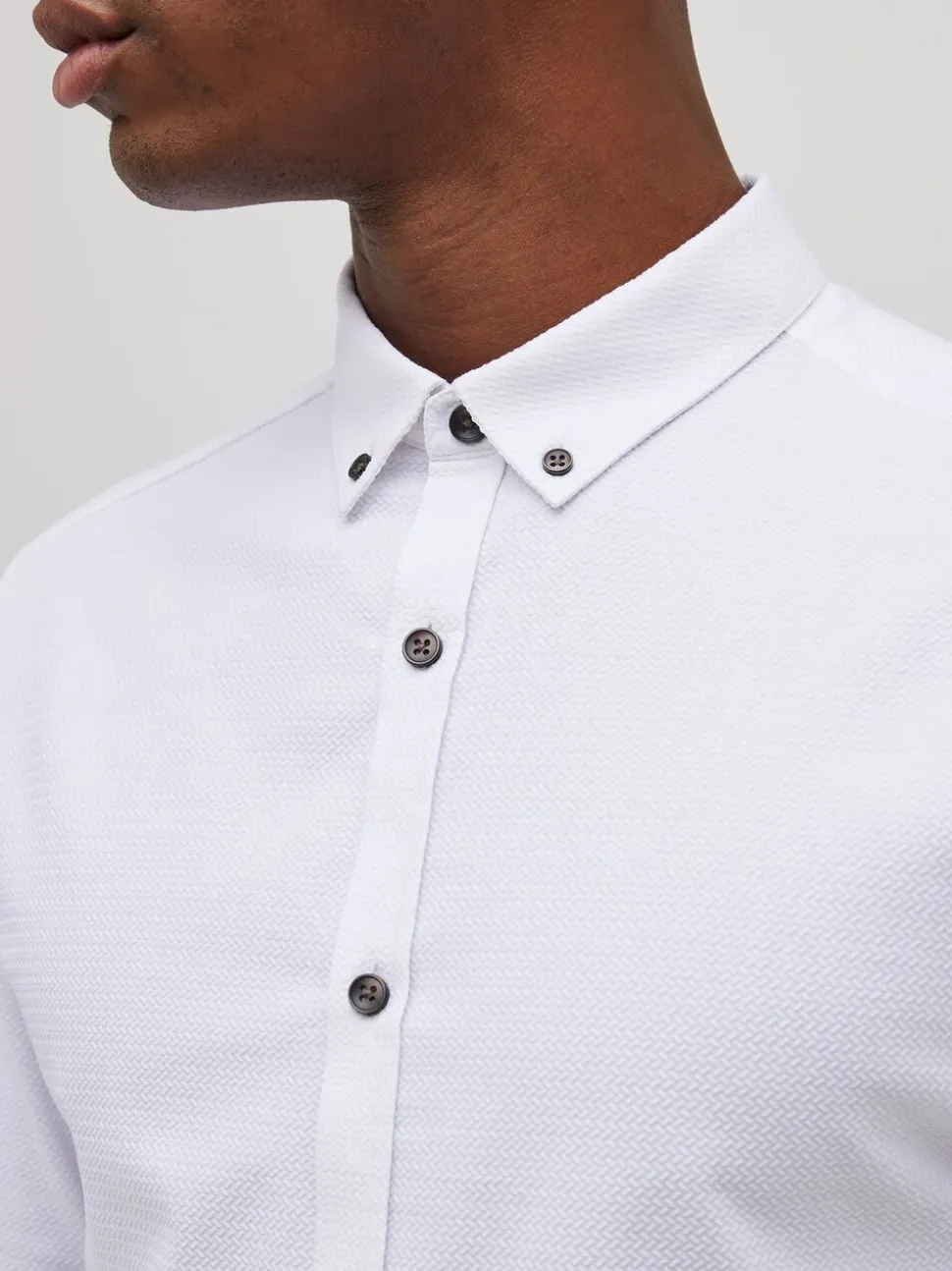 River Island White Long Sleeve Textured Muscle Fit Shirt