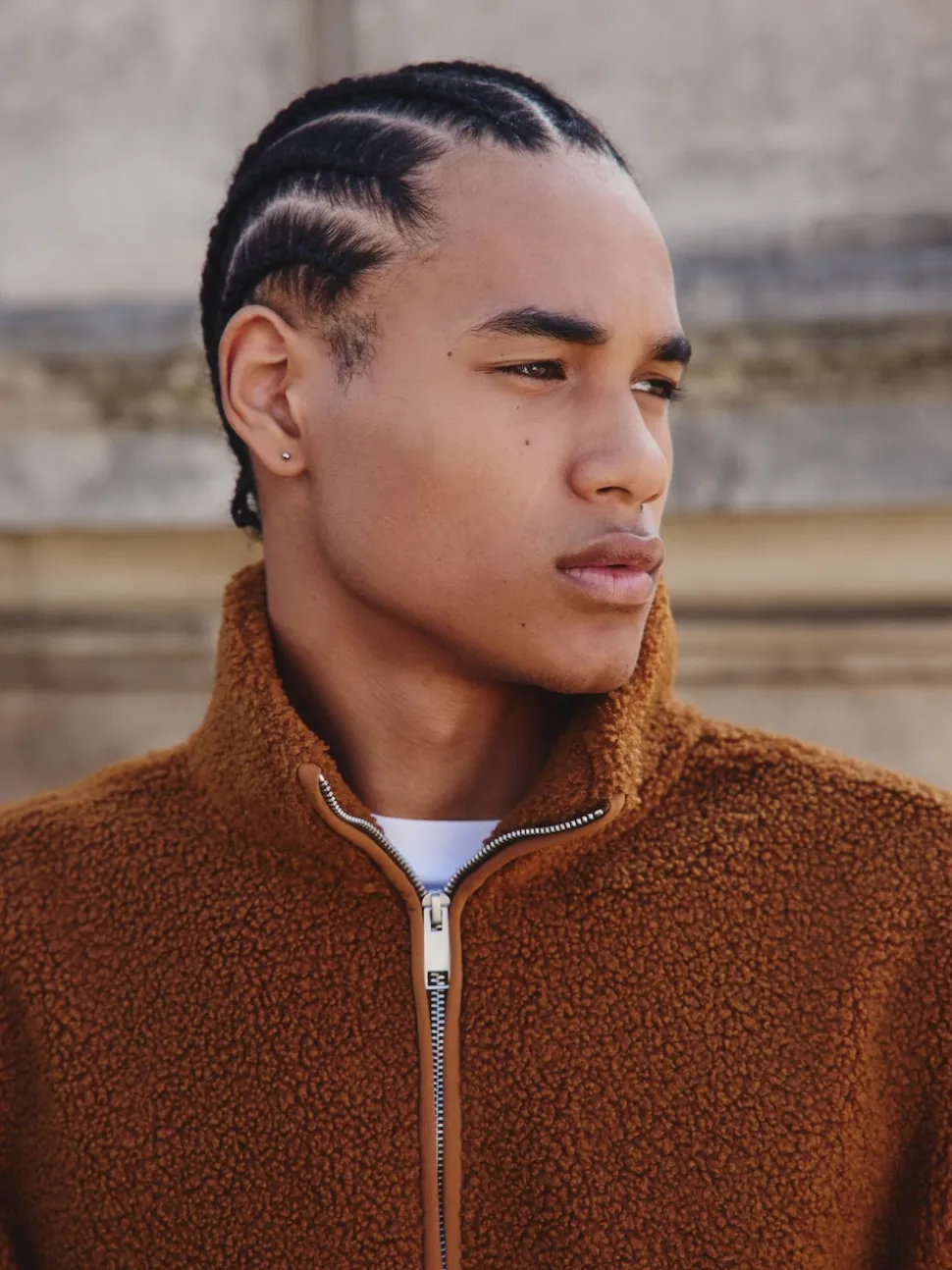 Rust Brown Borg Quarter Zip Neck Funnel Fleece