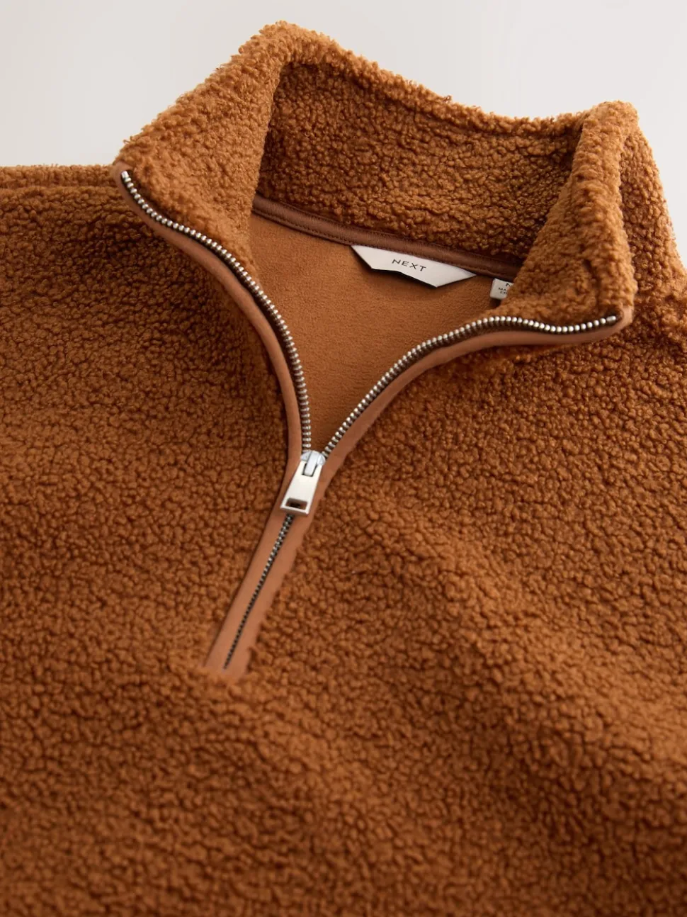 Rust Brown Borg Quarter Zip Neck Funnel Fleece