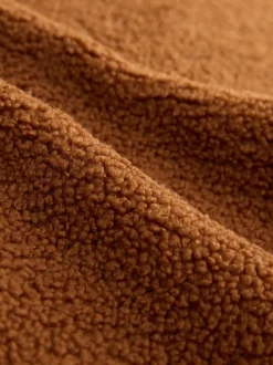 Rust Brown Borg Quarter Zip Neck Funnel Fleece
