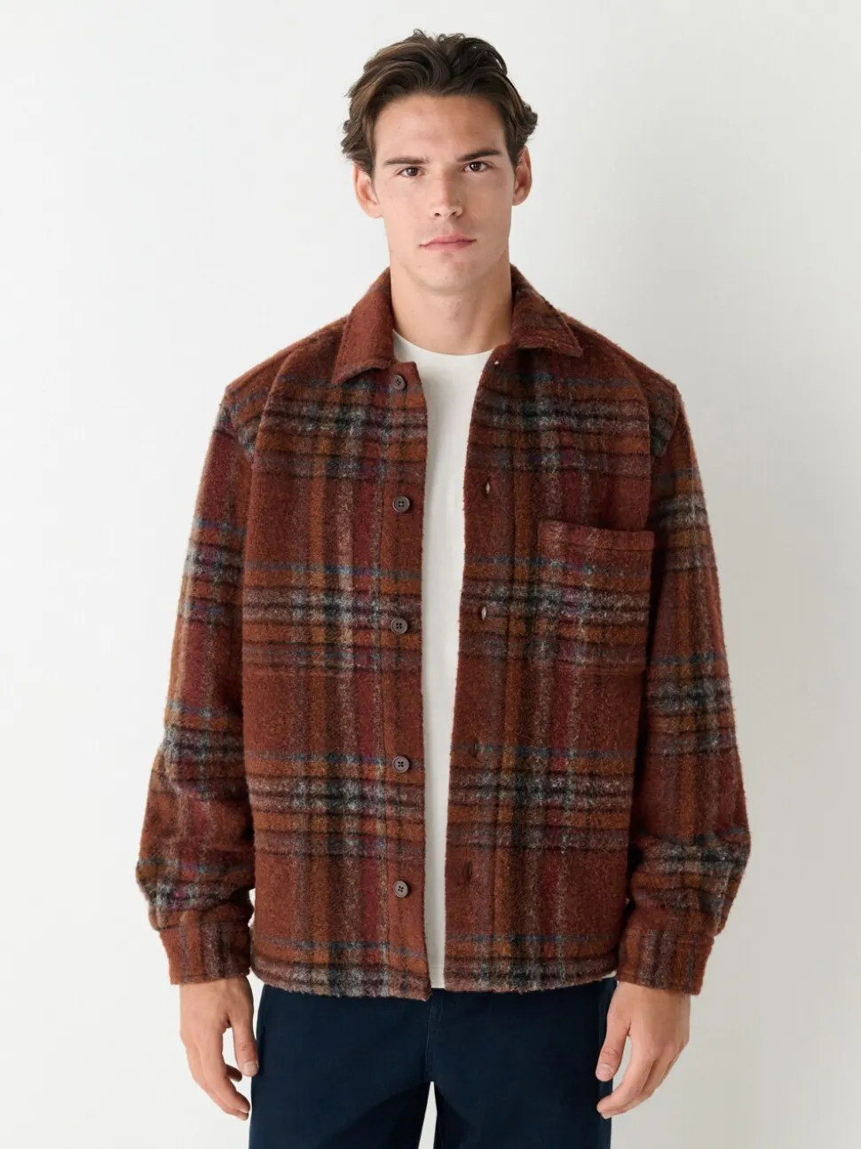 Rust Brown Check Shacket