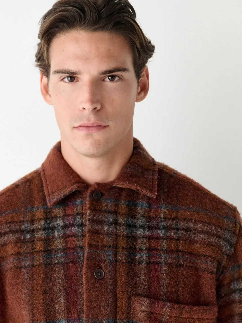 Rust Brown Check Shacket
