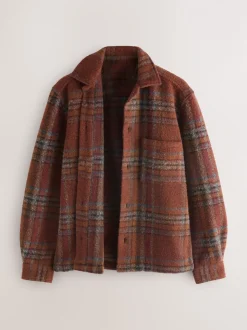 Rust Brown Check Shacket