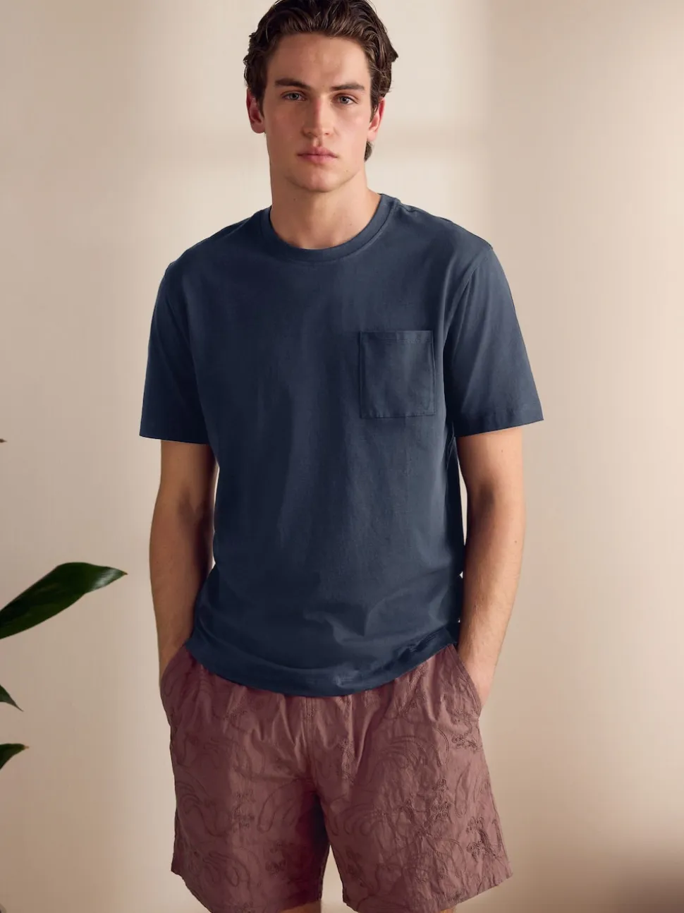 Rust Brown Embroidered Woven 100% Cotton Short Pyjamas Set