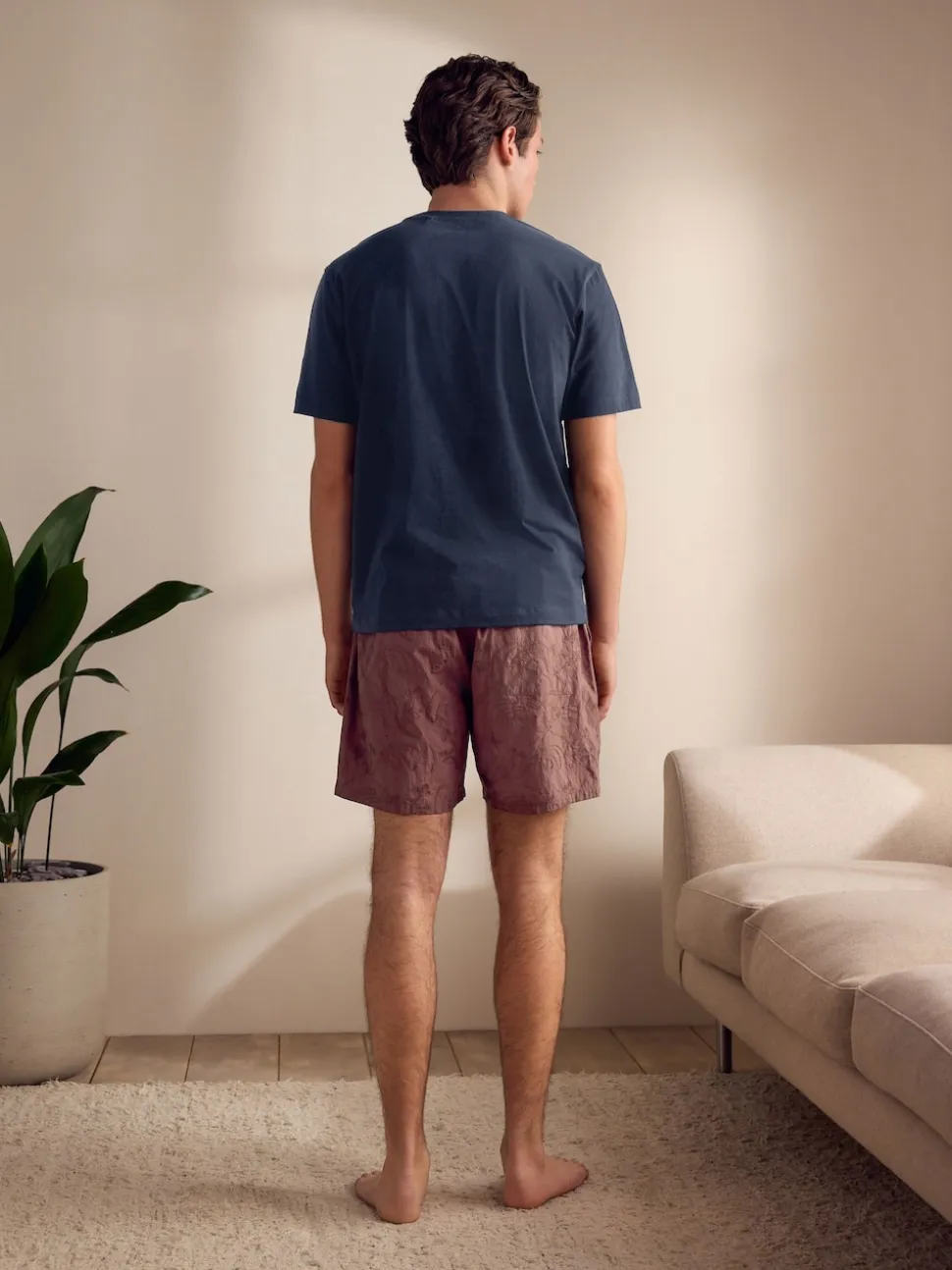 Rust Brown Embroidered Woven 100% Cotton Short Pyjamas Set