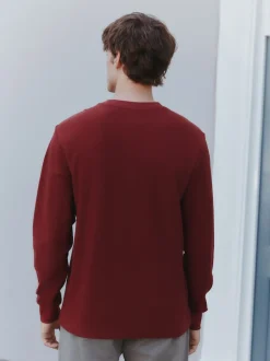 Rust Brown Micro Waffle Long Sleeve T-Shirt