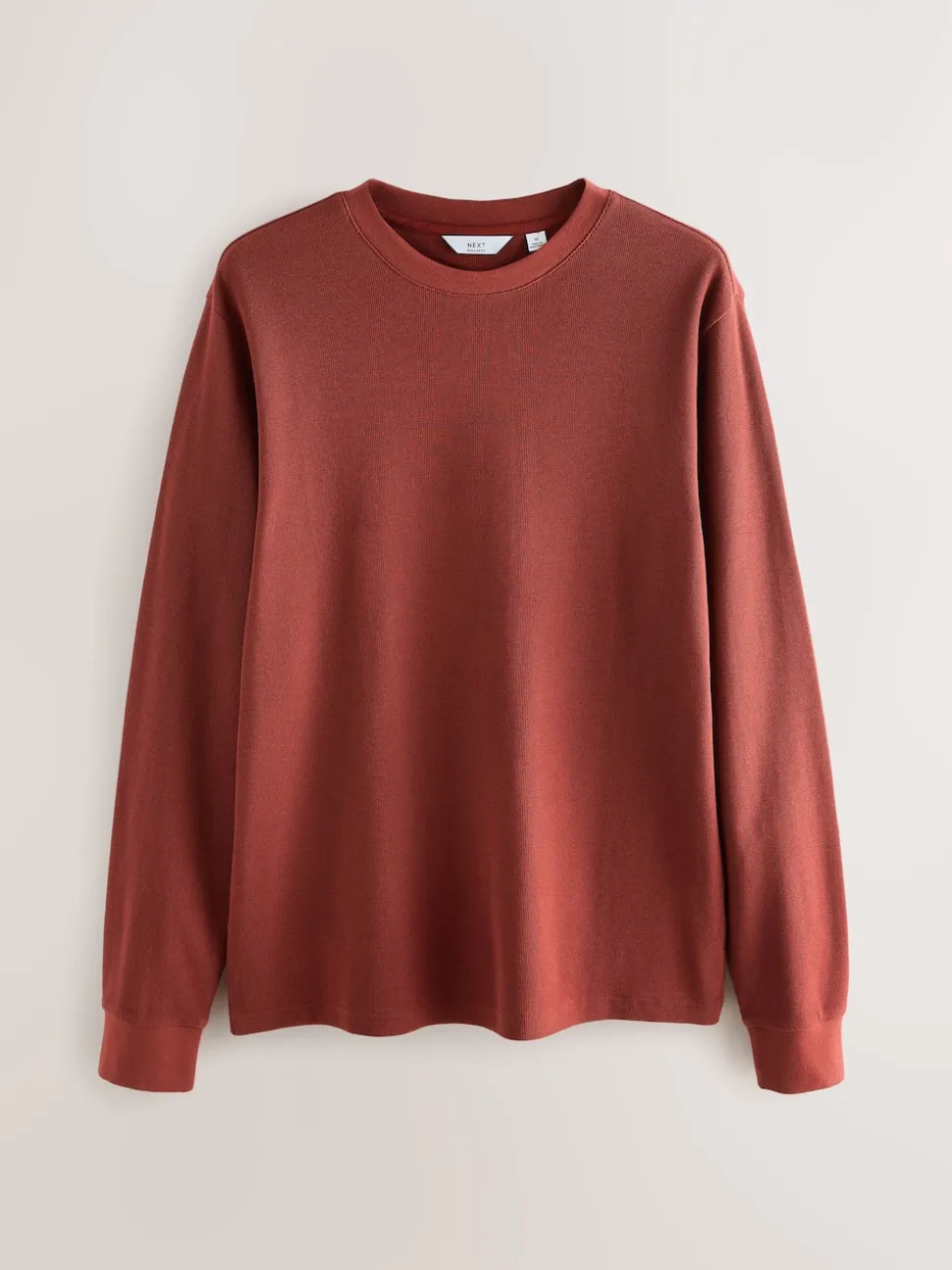 Rust Brown Micro Waffle Long Sleeve T-Shirt