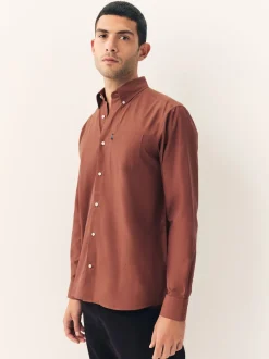 Rust Brown Regular Fit Button Down Easy Iron Oxford Shirt