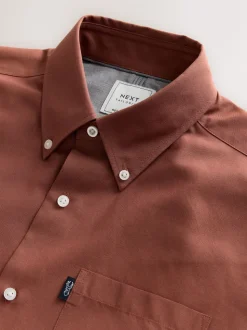 Rust Brown Regular Fit Button Down Easy Iron Oxford Shirt