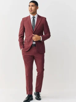 Rust Brown Slim Fit Slim Fit Motion Flex Wool Blend Suit Jacket