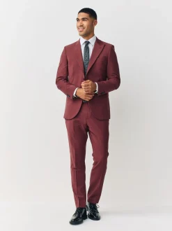 Rust Brown Slim Fit Slim Fit Motion Flex Wool Blend Suit Trousers