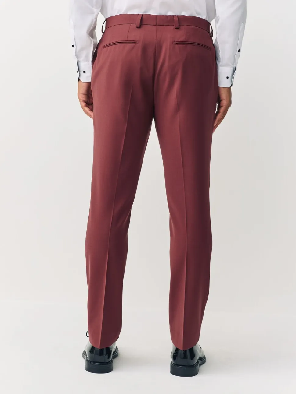 Rust Brown Slim Fit Slim Fit Motion Flex Wool Blend Suit Trousers