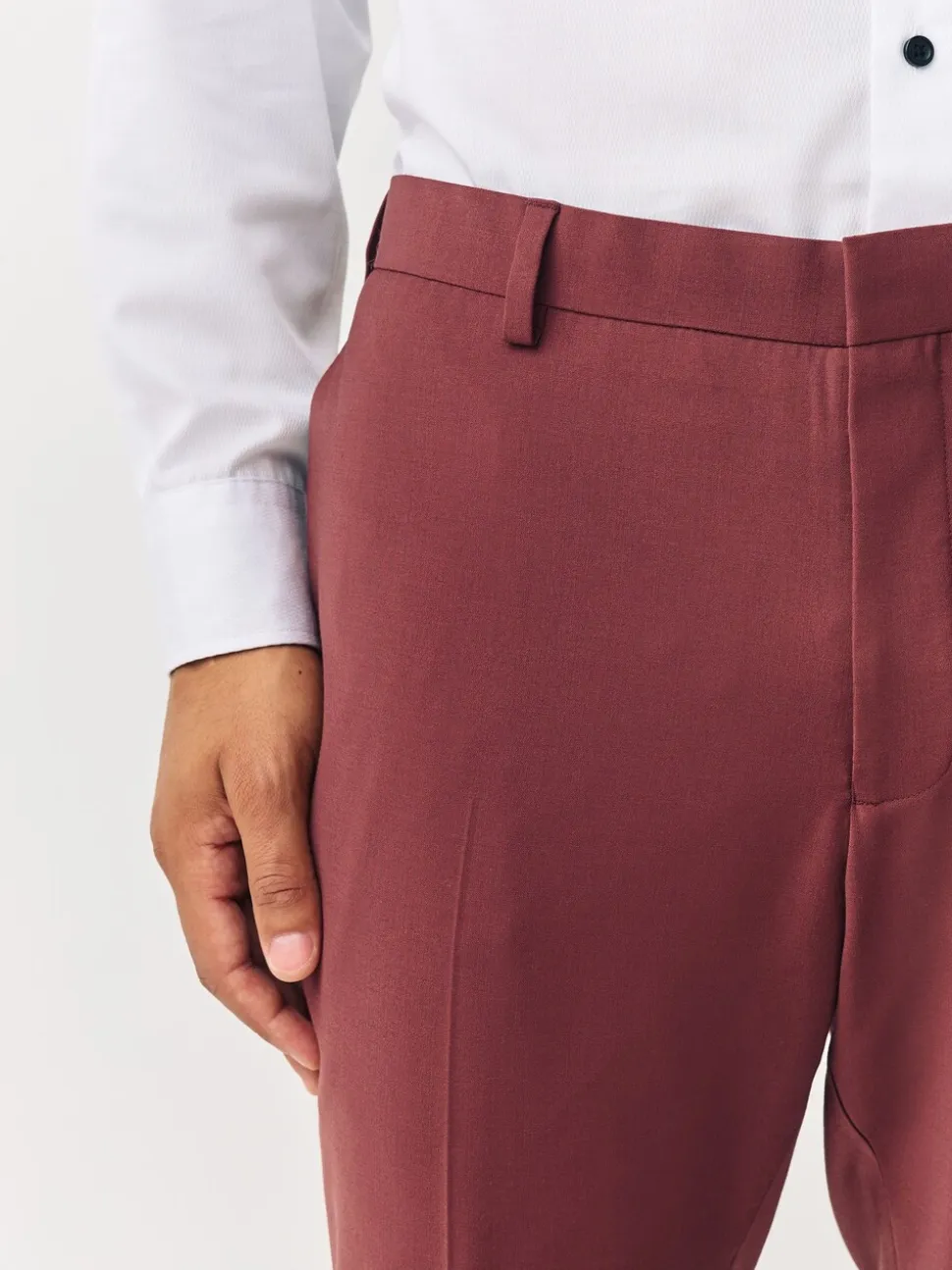 Rust Brown Slim Fit Slim Fit Motion Flex Wool Blend Suit Trousers