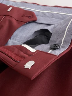Rust Brown Slim Fit Slim Fit Motion Flex Wool Blend Suit Trousers
