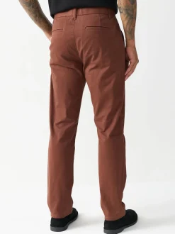 Rust Brown Slim Fit Stretch Chinos Trousers