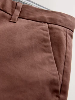 Rust Brown Slim Fit Stretch Chinos Trousers