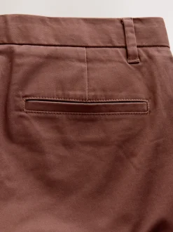 Rust Brown Slim Fit Stretch Chinos Trousers