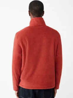 Rust Brown Zip Neck Utility Style Polar Fleece
