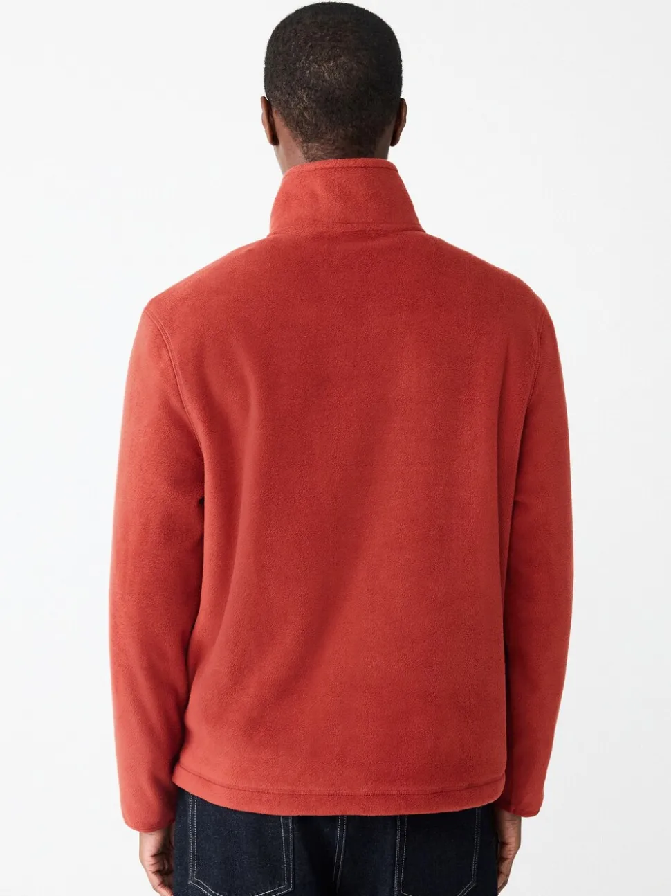 Rust Brown Zip Neck Utility Style Polar Fleece