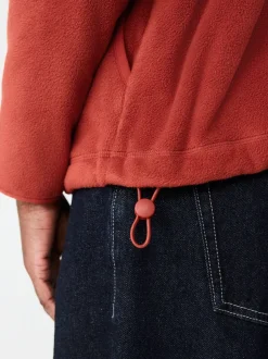 Rust Brown Zip Neck Utility Style Polar Fleece