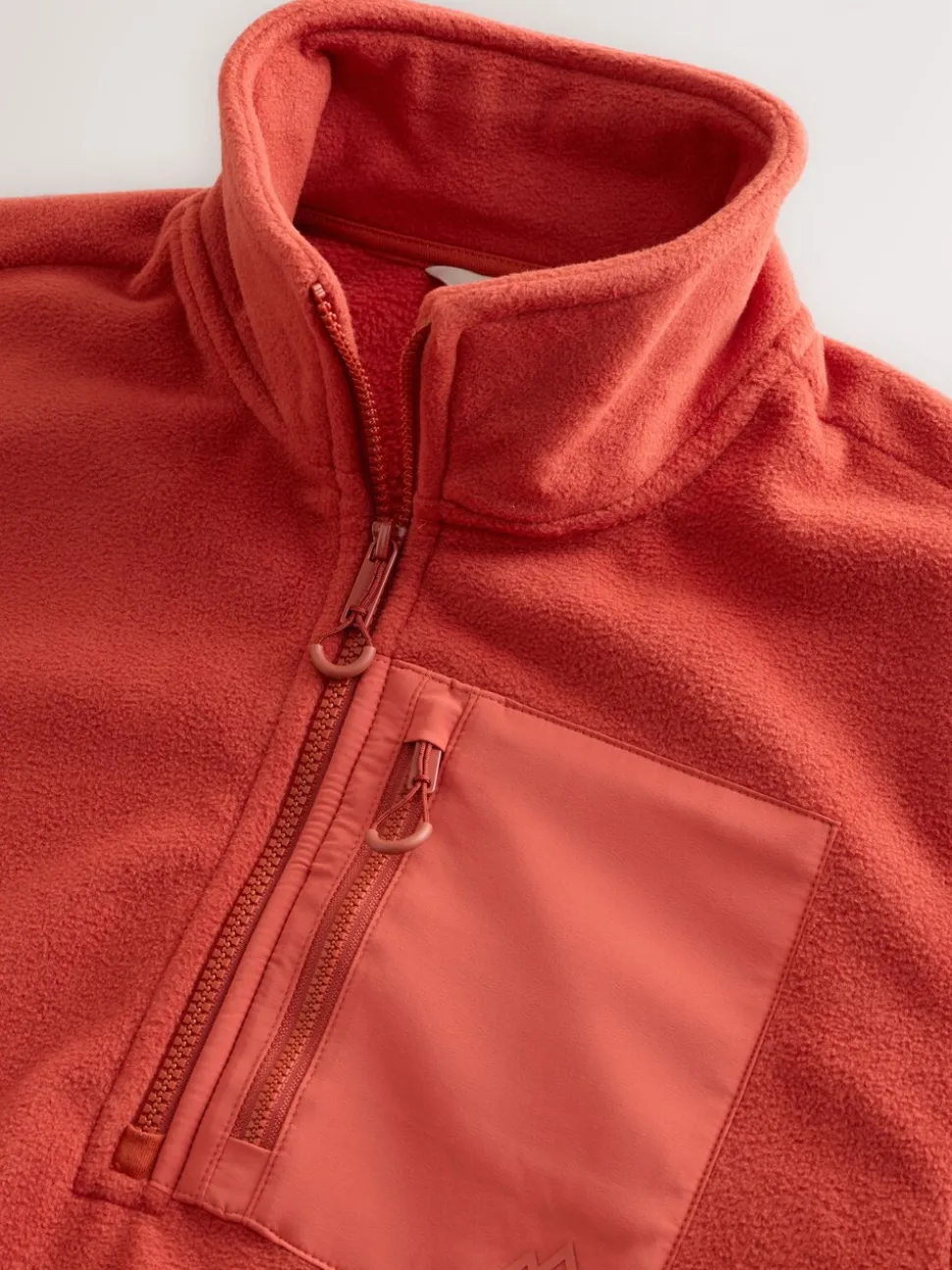 Rust Brown Zip Neck Utility Style Polar Fleece