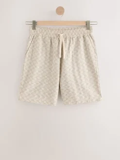 Rust Brown/Black Woven Embroidered T-Shirt Pyjamas Shorts Set