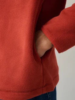 Rust Orange Hokusai Licence Graphic Polar Fleece Zip Through Funnel Fleece