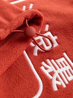 Rust Orange Hokusai Licence Graphic Polar Fleece Zip Through Funnel Fleece
