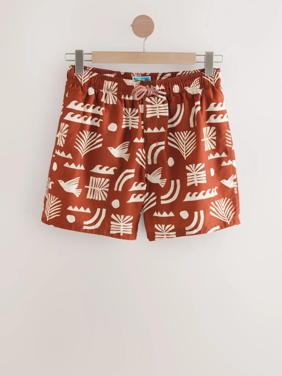 Rust Red Printed Swim Shorts