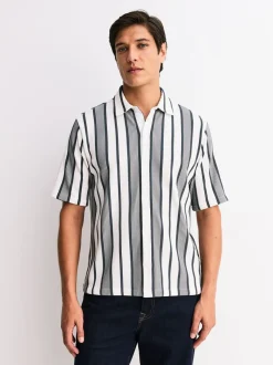 Sage Green/ Ecru Textured Stripe Jersey Shirt