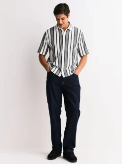 Sage Green/ Ecru Textured Stripe Jersey Shirt