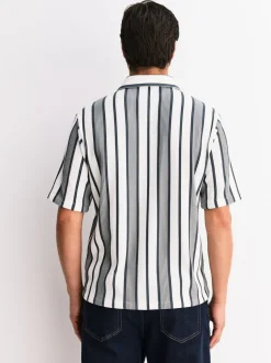 Sage Green/ Ecru Textured Stripe Jersey Shirt