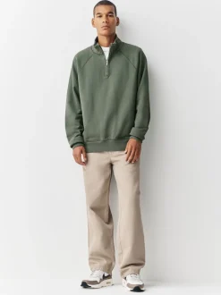 Sage Green Heavyweight Washed Quarter Zip Sweatshirt